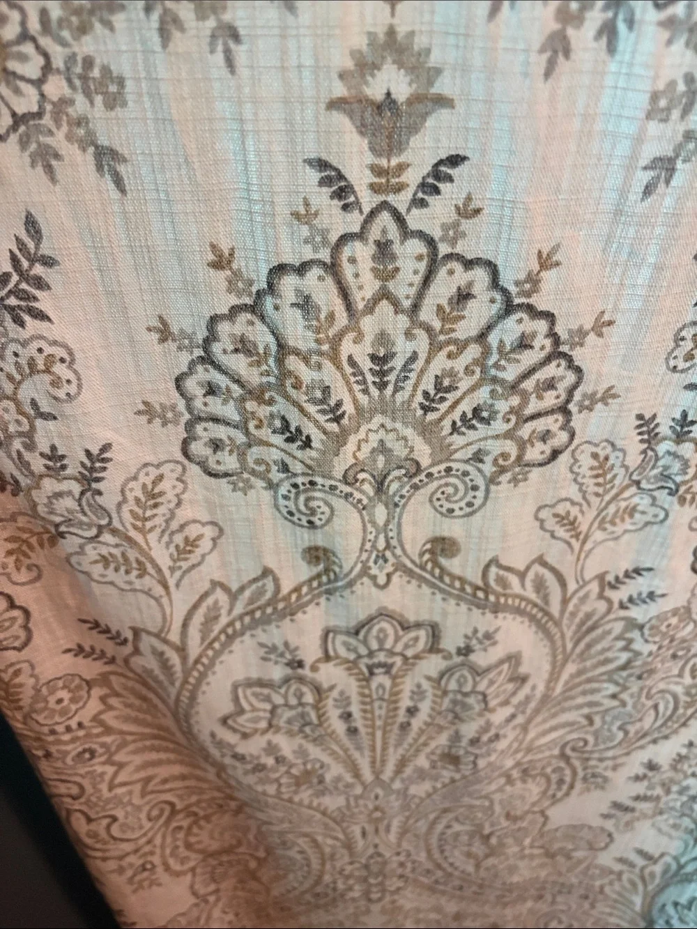 Classic Tahari Damask Window Curtain Panels 4, Beige, Gold and Silver